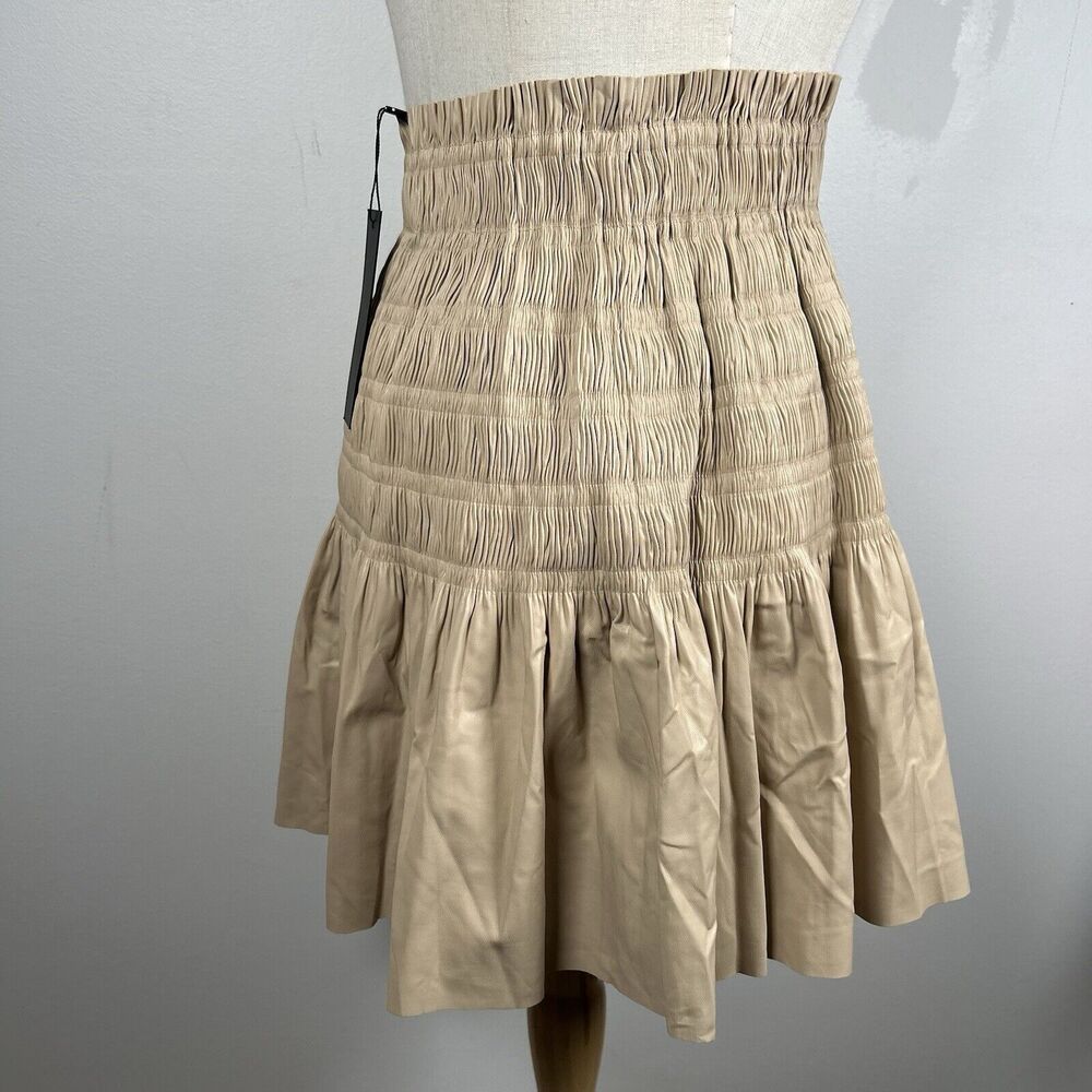 NWT DOLCE Cabo Faux Leather Pleated Skirt Ruching Detail Beige Women's Size XS - Picture 3 of 9